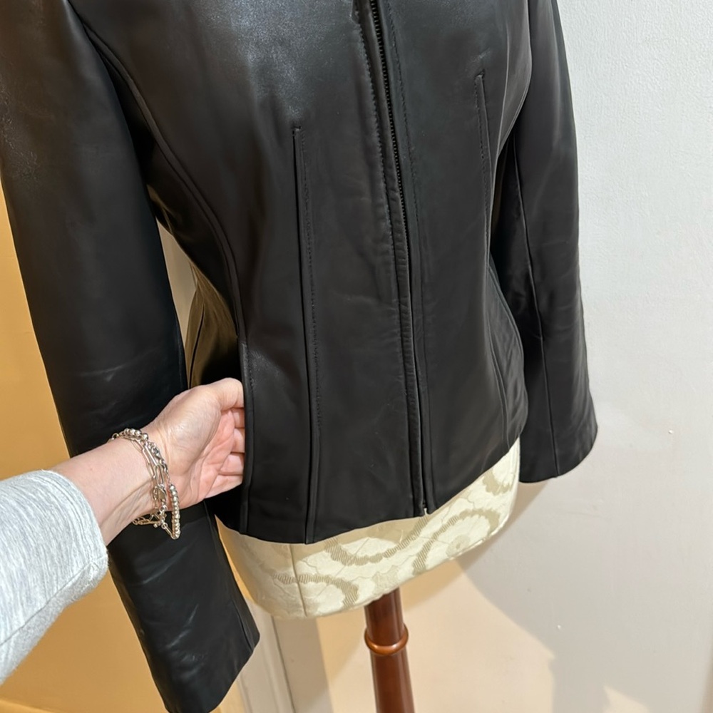 LNR Vintage Black Soft Leather Lined Pockets Zip Up Jacket Small - Picture 5 of 16
